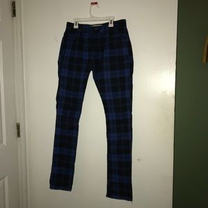 Blue plaid pants